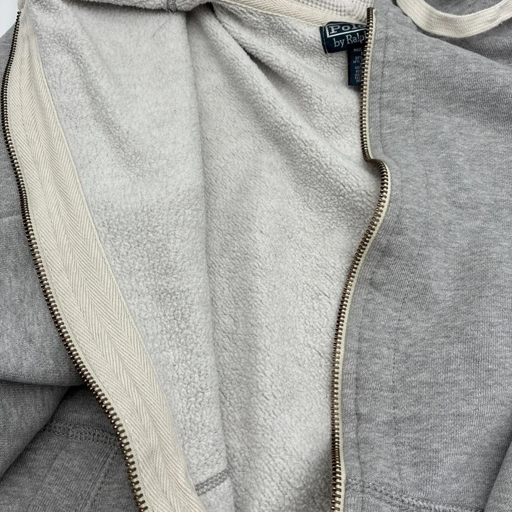 Polo Ralph Lauren Mens XXL Gray Full Zip Hoode Waffle Lined Pony Logo Sweatshirt